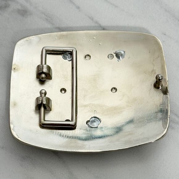 Rhinestone Studded U Letter Initial Monogram Silver Tone Belt Buckle - Picture 7 of 9